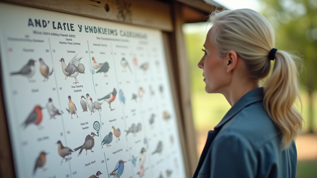 Calendario mensual con iconos de migraciones de aves y patrones estacionales de temperatura en el Refugio de Boquerón